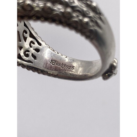 Barbara Bixby Clear/White Topaz Signature Flower .925 18k Ring Size 10 Statement - Picture 4 of 6